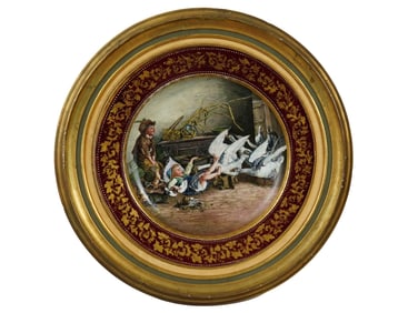 LARGE ANTIQUE 19TH C ROYAL VIENNA PORCELAIN PLATE