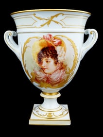 GERMAN KPM PORCELAIN VASE W HAND PAINTED PORTRAIT