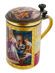 ANTIQUE ROYAL VIENNA HAND PAINTED PORCELAIN MUG