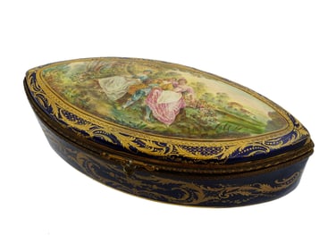 19TH CEN SEVRES MANNER BRONZE MOUNTED PORCELAIN BOX