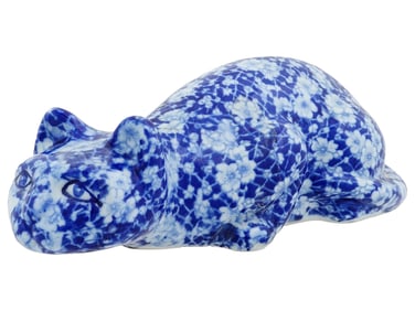 HEREND HUNGARY MANNER PAINTED PORCELAIN CAT FIGURINE