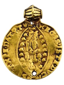 ANTIQUE VENETIAN 22K GOLD SEQUIN ZECCHINO COIN PENDANT