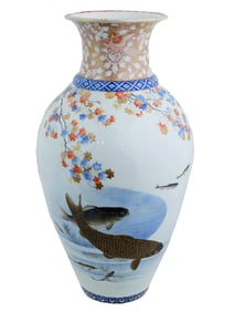 LARGE JAPANESE MEIJI PERIOD PORCELAIN VASE SIGNED