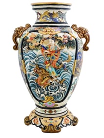LARGE JAPANESE MEIJI PERIOD SATSUMA PORCELAIN VASE