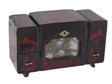 VINTAGE JAPANESE LACQUERED WOODEN JEWELRY MUSIC BOX