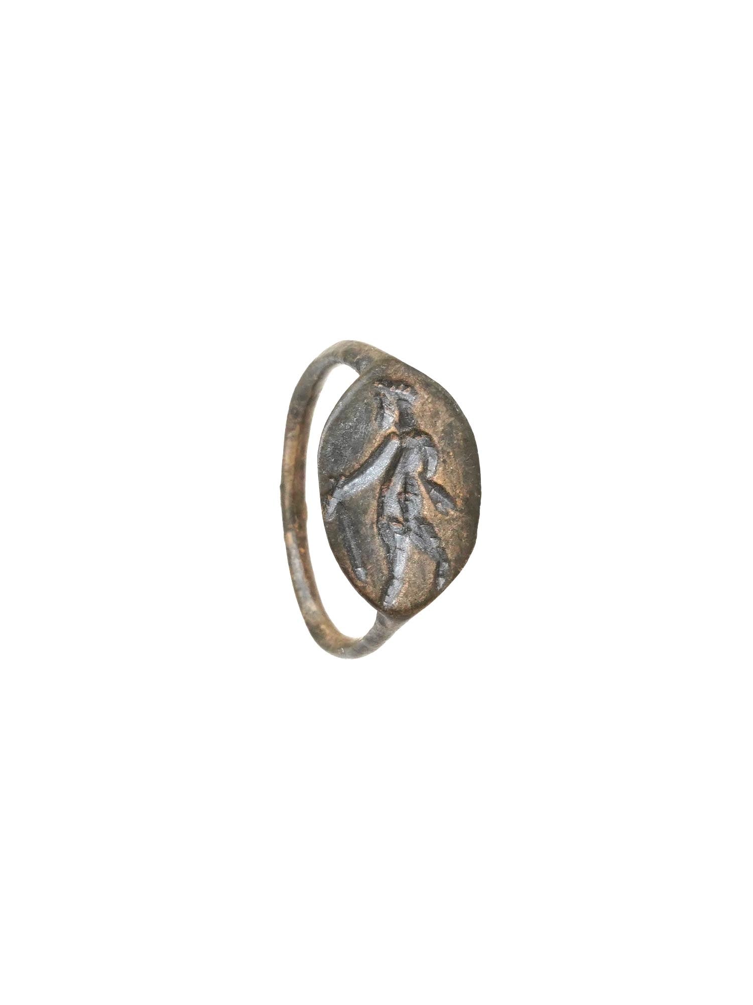 ANCIENT GREEK ENGRAVED BRONZE RING 400 TO 200 BC (1 of 4)