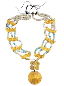 ANCIENT ROMAN 22K GOLD AND CERAMIC NECKLACE