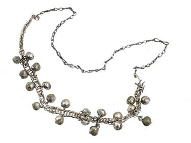 ANCIENT ISLAMIC SILVER NECKLACE WITH PAIRED DANGLES