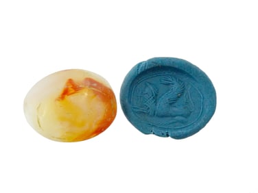 ANCIENT CARNELIAN INTAGLIO BEAD ENGRAVED WITH IMAGE