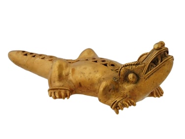 ANCIENT PRE COLUMBIAN TUMBAGA CROCODILE FIGURINE