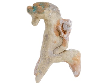ANCIENT ROMAN POTTERY ANIMAL FIGURINE HORSE AND RIDER