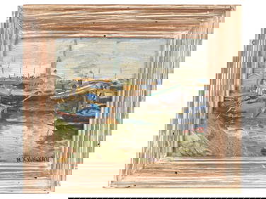 AMERICAN PAINTING BY HARRY AIKEN VINCENT MARINE SCENE (1 of 4)