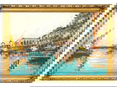 VINTAGE VENETIAN LANDSCAPE OIL PAINTING SIGNED (1 of 6)