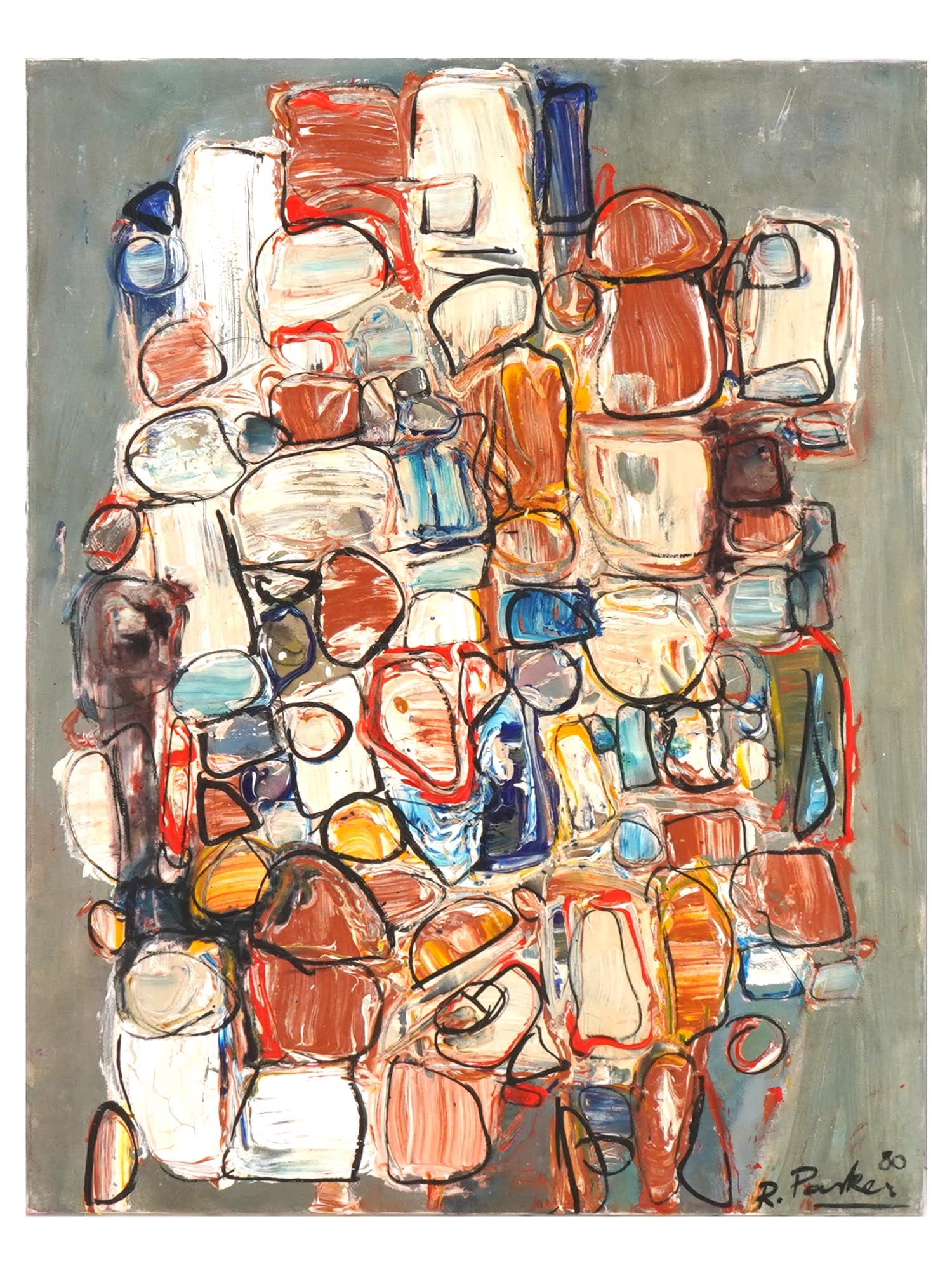 AMERICAN MIXED MEDIA PAINTING SIGNED RAYMOND PARKER (1 of 6)