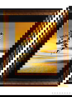 MODERN UKRAINIAN DIGITAL ARTWORK BY SERGEY LUTSENKO: Sergey Lutsenko, Ukrainian, born 1988, digital art on paper depicting a female figure in a Cyberspace. Signed and probably dated 2002, lower right. Framed. Sergey Lutsenko is a Contemporary Ukrainian
