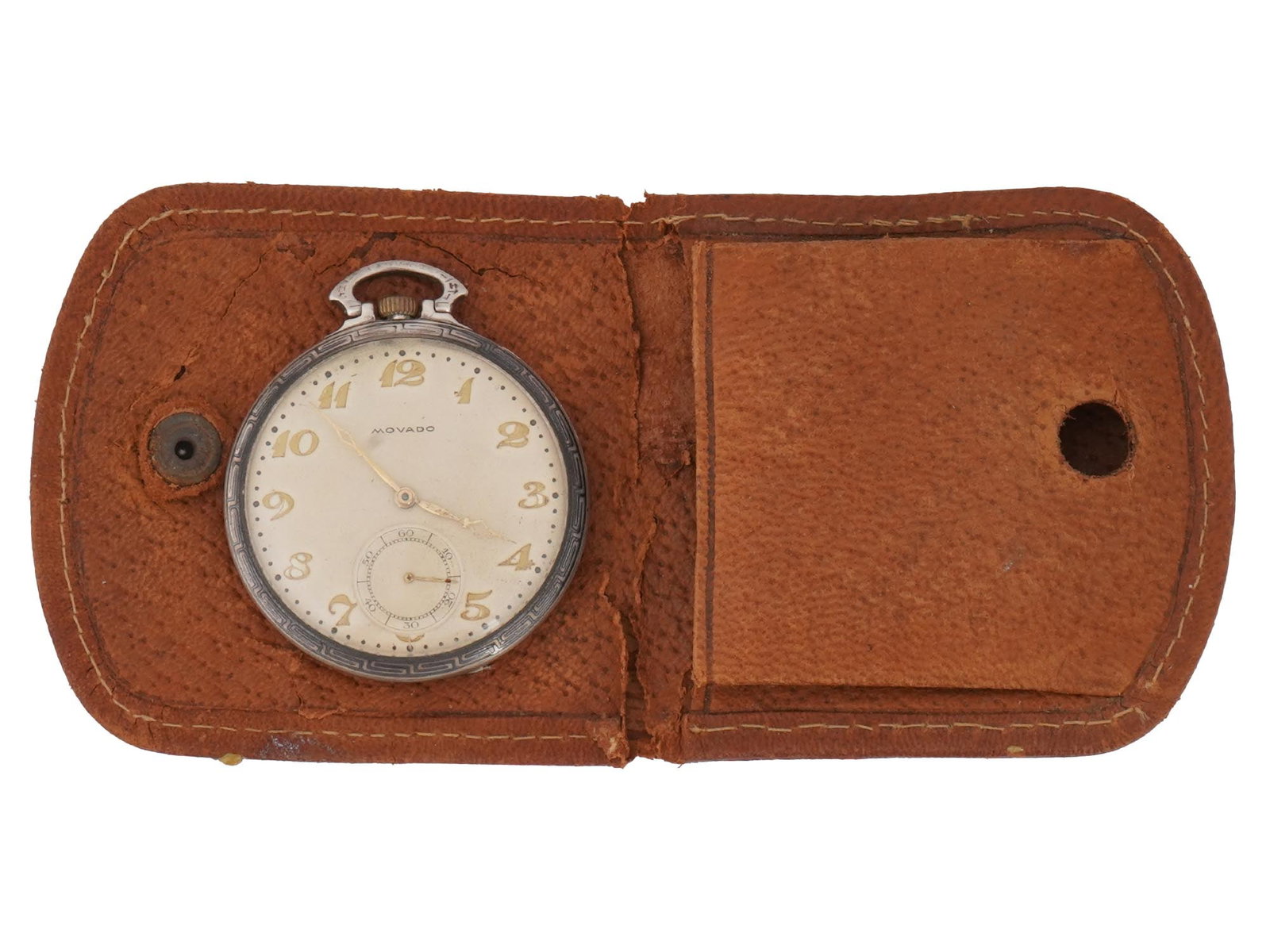 ANTIQUE SWISS MADE MOVADO POCKET WATCH WITH CASE (1 of 4)