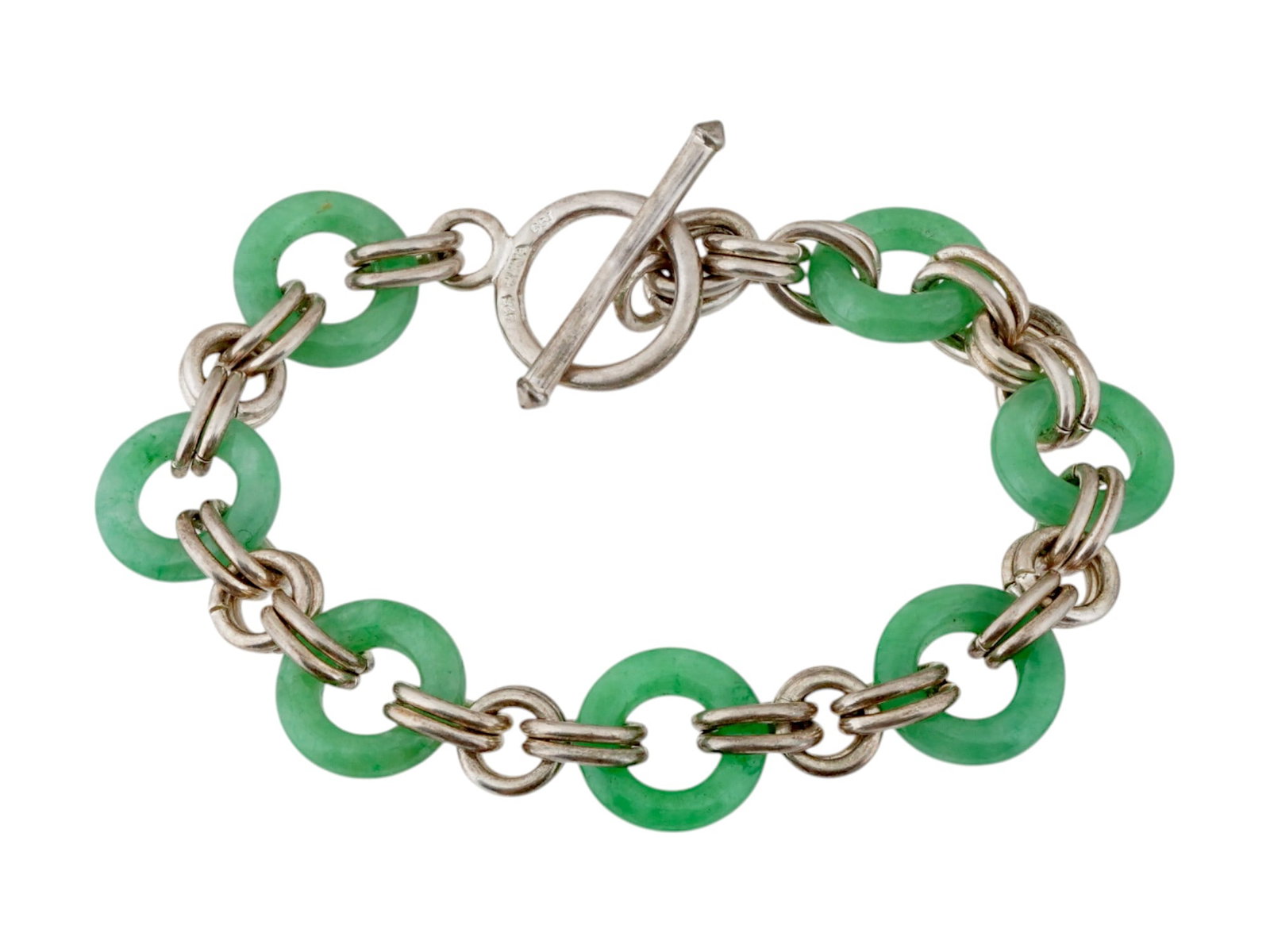 VINTAGE STERLING SILVER JADE BRACELET (1 of 5)