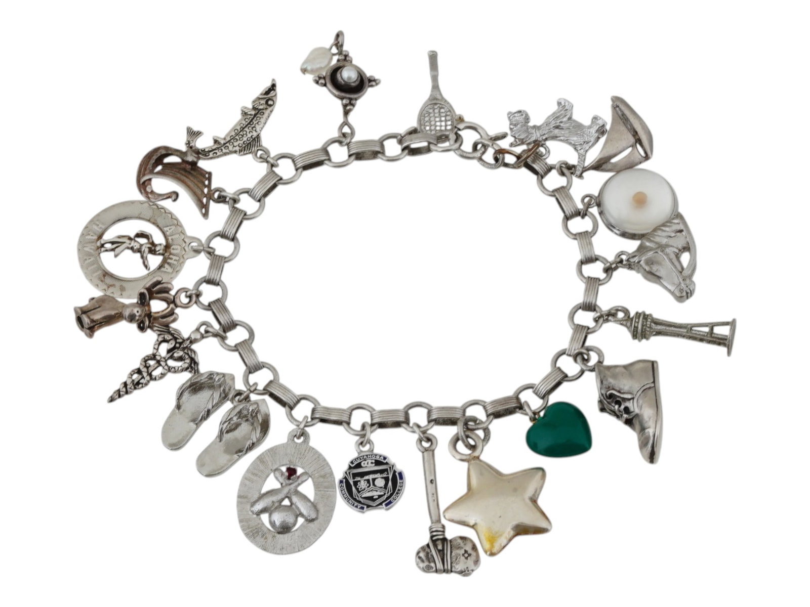 VINTAGE STERLING SILVER CHARM BRACELET (1 of 5)