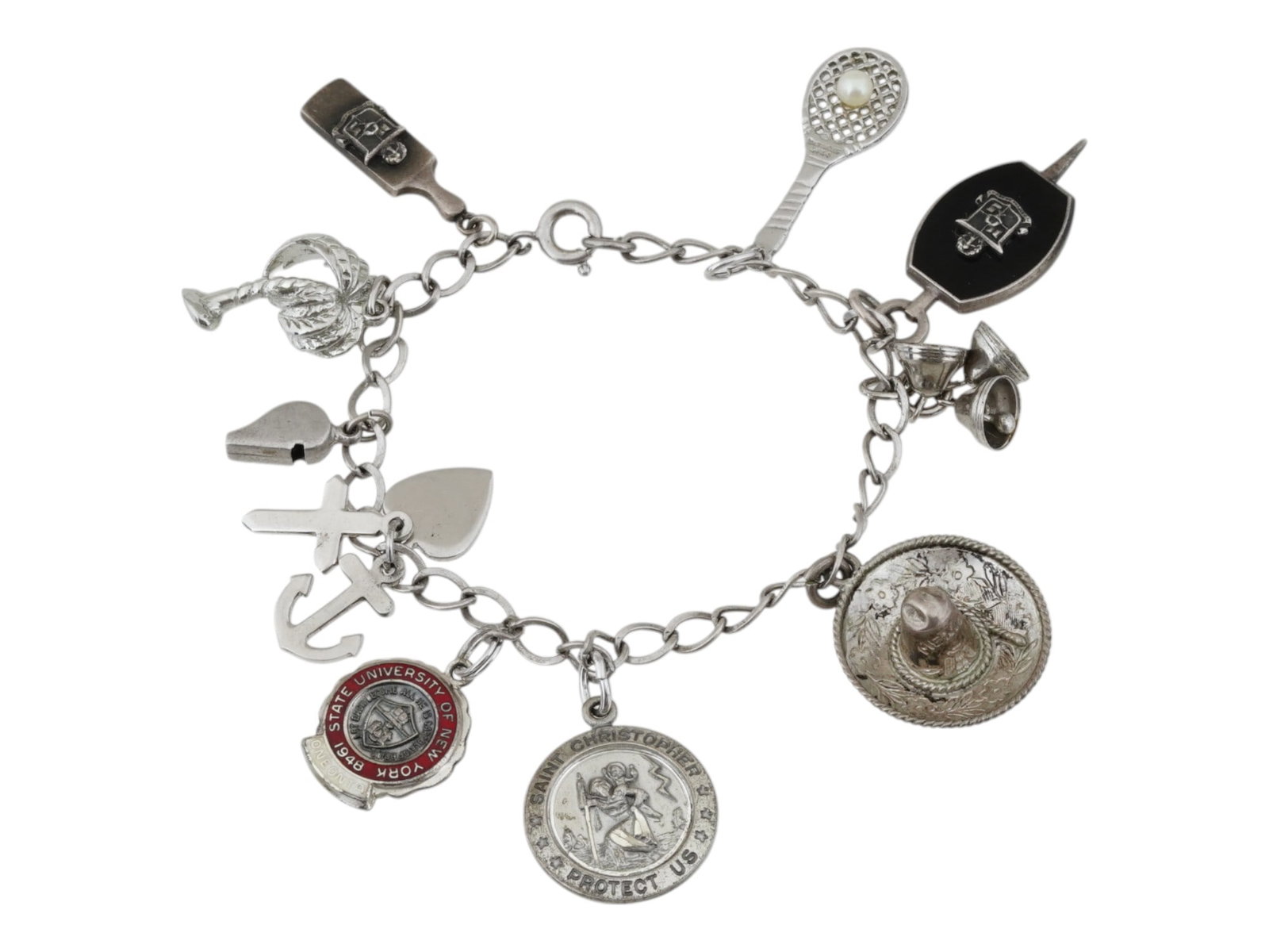 VINTAGE STERLING SILVER CHARM BRACELET (1 of 8)