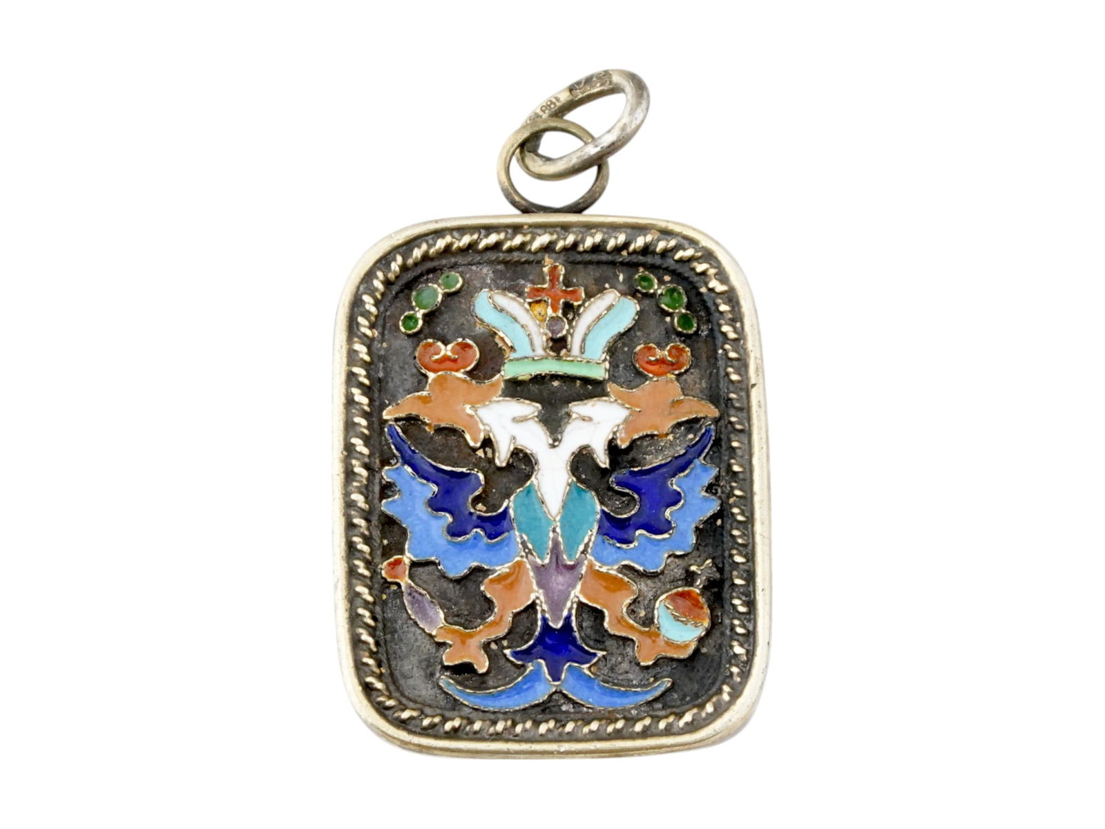 RUSSIAN SILVER ENAMEL IMPERIAL PENDANT (1 of 4)