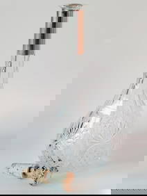 ANTIQUE 19TH C GERMAN CUT CRYSTAL SILVER DECANTER (1 of 5)