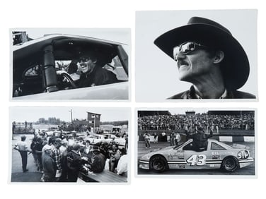 FOUR 1992 BLACK AND WHITE PHOTOS OF RICHARD PETTY