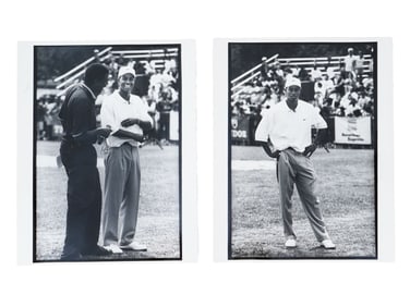 TWO 1997 BLACK AND WHITE PHOTOS OF TIGER WOODS