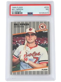 1989 FLEER BILL RIPKEN FF ERROR CARD PSA 7