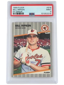 1989 FLEER BILL RIPKEN FF ERROR CARD PSA 9