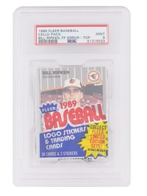 1989 FLEER CELLO PACK BILL RIPKEN FF ERROR TOP CARD PSA