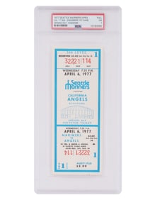 1977 MARINERS OPENING DAY TICKET KINGDOME PSA 7