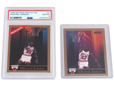 1990 SKYBOX PROTOTYPE AND REGULAR MICHAEL JORDAN PSA