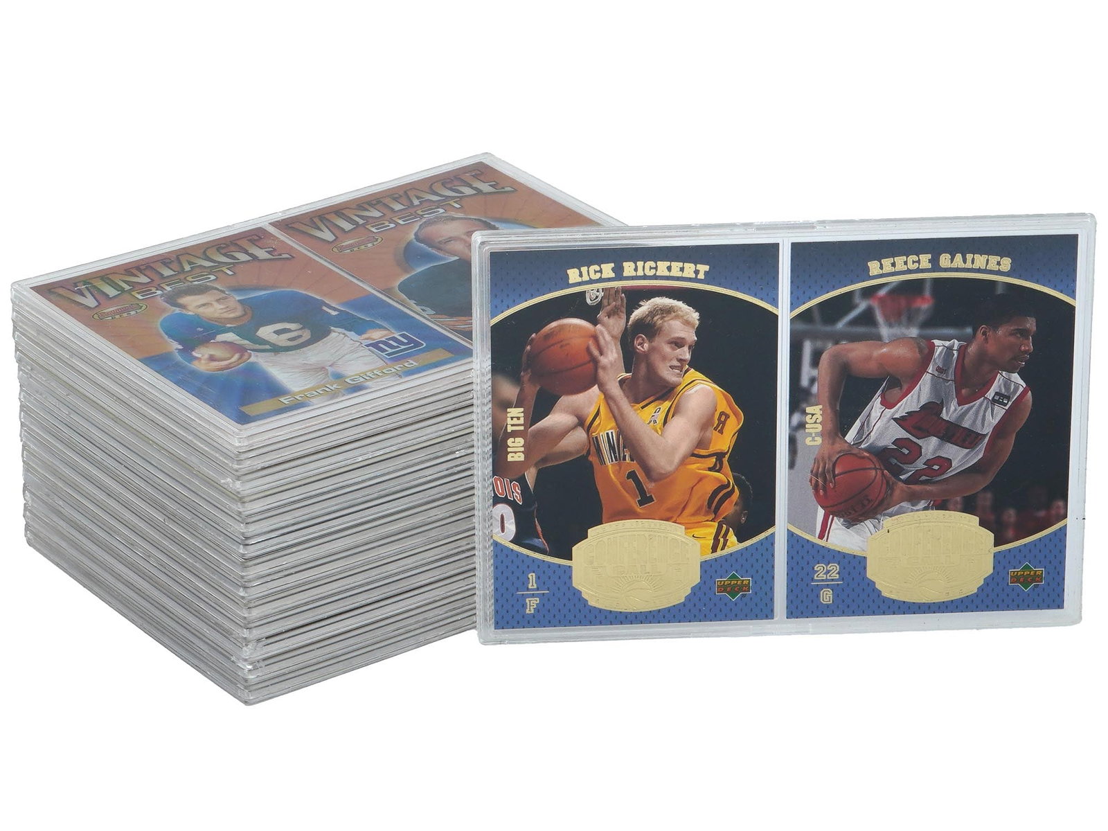 COLLECTION OF AMERICAN FOOTBALL AND BASKETBALL CARDS: A mixed lot of American football and basketball trading cards featuring All-Stars, Legends, and Hall of Famers.Companies included are Topps, Donruss, Leaf, Upper Deck, Fleer, Action Packed, and more.N