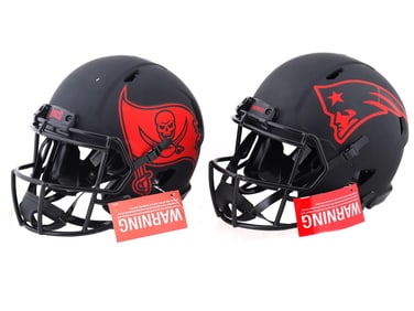 2 TOM BRADY SIGNED RIDDELL HELMETS FANATICS AUTH