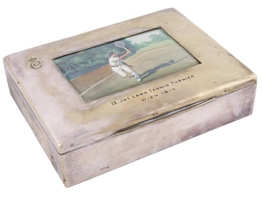 ANTIQUE SILVERPLATE COMMEMORATIVE TENNIS BOX