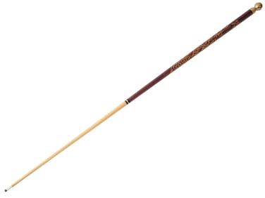 FOLDING WOODEN BILLIARD CUE WITH CARVED PATTERN