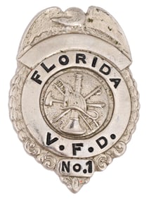VTG AMERICAN FLORIDA VOLUNTEER FIRE DEPARTMENT BADGE