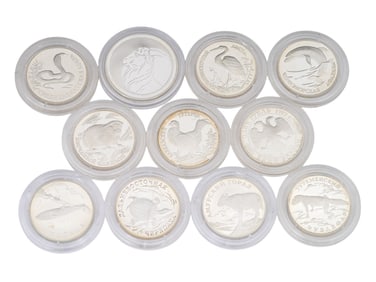 11 RUSSIAN COMMEMORATIVE 1 AND 3 RUBLE SILVER COINS SET