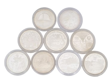 COLLECTION OF 9 COMMEMORATIVE RUSSIAN SILVER COINS