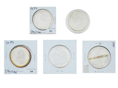 AMERICAN AUSTRIAN UNCIRCULATED ST SILVER COINS: A lot of five uncirculated sterling silver coins. The lot includes: 1 Austrian Maria Theresa thaler 1780. Thomas Jefferson Third President of the United States, 1801 to 1809 sterling silver medal coin