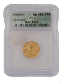 ANCIENT EASTERN ROMAN GOLD AV SOLIDUS LEO I COIN
