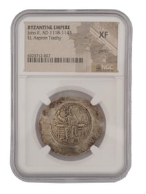 BYZANTINE EMPIRE ASPRON TRACHY JOHN II COMNENUS COIN