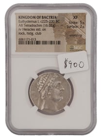ANCIENT GREECE BACTRIAN KINGDOM TETRADRACHM COIN