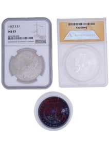 ANTIQUE AND VINTAGE AMERICAN 1 DOLLAR SILVER COINS