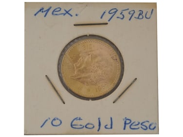 MEXICAN 1959 HIDALGO 10 PESO GOLD COIN