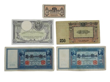 LOT OF ANTIQUE EARLY 20TH C PAPER MONEY BANKNOTES