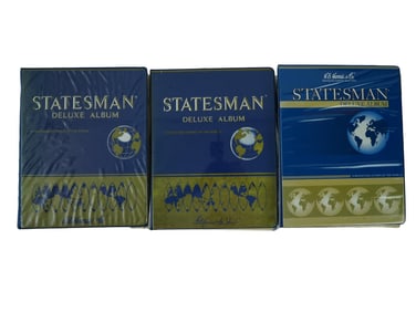 STATESMAN DELUXES ALBUMS W WORLDWIDE POSTAGE STAMPS