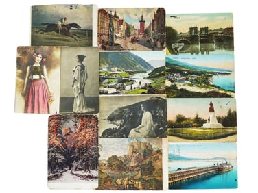 LOT OF 12 ANTIQUE RUSSIAN IMPERIAL SIGNED POSTCARDS