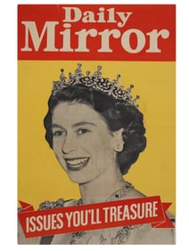 VINTAGE BRITISH POSTER DAILY MIRROR QUEEN ELIZABETH II