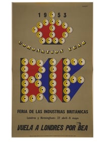 VINTAGE BRITISH POSTER CORONATION YEAR INDUSTRIES FAIR